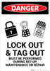 Lock Out Tag Out All Power Sources With Graphic - Portrait Wall Sign