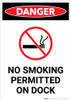 No Smoking Permitted On Dock With Symbol - Portrait Wall Sign