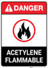 Acetylene Flammable ANSI - Portrait Wall Sign