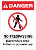No Trespassing Hazardous Area ANSI - Portrait Wall Sign No Trespassing Hazardous Area ANSI - Portrait Wall Sign