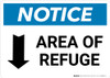Notice: Area of Refuge with Down Arrow Landscape Notice: Area of Refuge with Down Arrow Landscape