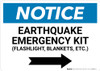 Notice: Earthquake Emergency Kit - Flashlight/Blankets/ect - with Right Arrow Landscape