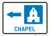 Chapel Left Arrow with Icon Landscape - Wall Sign Chapel Left Arrow with Icon Landscape - Wall Sign