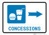 Concessions Right Arrow with Icon Landscape - Wall Sign