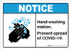 Notice: Hand Washing Station Prevent COVID-19 ANSI Landscape - Wall Sign Notice: Hand Washing Station Prevent COVID-19 ANSI Landscape - Wall Sign