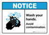 Notice: Wash Your Hands Avoid Contamination ANSI Landscape - Wall Sign Notice: Wash Your Hands Avoid Contamination ANSI Landscape - Wall Sign
