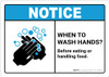 Notice: Wash Hands Before Handling Food ANSI Landscape - Wall Sign Notice: Wash Hands Before Handling Food ANSI Landscape - Wall Sign
