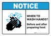 Notice: Wash Hands Before Preparing Food ANSI Landscape - Wall Sign