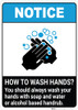 Notice: How To Wash Hands With Soap ANSI Portrait - Wall Sign Notice: How To Wash Hands With Soap ANSI Portrait - Wall Sign