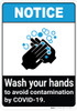 Notice: Wash Your Hands Avoid COVID-19 ANSI Portrait - Wall Sign