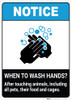 Notice: Wash Hands After Touching Animals ANSI Portrait - Wall Sign Notice: Wash Hands After Touching Animals ANSI Portrait - Wall Sign
