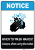 Notice: Wash Hands Always After Using Toilet ANSI Portrait - Wall Sign