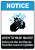 Notice: Wash Hands Before Handling Raw Foods ANSI Portrait - Wall Sign Notice: Wash Hands Before Handling Raw Foods ANSI Portrait - Wall Sign