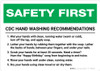 Safety First: CDC Hand Washing Recommendations Landscape - Wall Sign Safety First: CDC Hand Washing Recommendations Landscape - Wall Sign