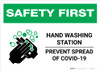 Safety First: Hand Washing Station Prevent COVID-19 Landscape - Wall Sign Safety First: Hand Washing Station Prevent COVID-19 Landscape - Wall Sign