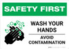 Safety First: Wash Your Hands Avoid Contamination Landscape - Wall Sign
