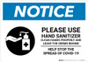 Notice: Please Use Hand Sanitizer - Leave Germs Behind Landscape - Wall Sign Notice: Please Use Hand Sanitizer - Leave Germs Behind Landscape - Wall Sign