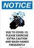 Notice: Due To Covid 19, Please Portrait - Wall Sign Notice: Due To Covid 19, Please Portrait - Wall Sign