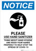 Notice: Please Use Hand Sanitizer Before Leaving Portrait - Wall Sign Notice: Please Use Hand Sanitizer Before Leaving Portrait - Wall Sign
