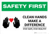 Safety First: Clean Hands Make A Difference with Icons Landscape - Wall Sign
