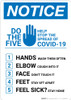 Notice: Do The 5 - Help Stop The Spread of Covid-19 Portrait - Wall Sign
