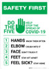 Safety First: Do The 5 Help Stop The Spread of Covid-19 Portrait - Wall Sign Safety First: Do The 5 Help Stop The Spread of Covid-19 Portrait - Wall Sign