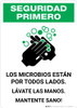 Safety First: Stay Healthy Wash Your Hands Spanish with Icon Portrait - Wall Sign