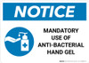 Notice: Mandatory Use Of Anti-Bacterial Hand Gel with Icon Landscape - Wall Sign Notice: Mandatory Use Of Anti-Bacterial Hand Gel with Icon Landscape - Wall Sign