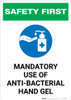 Safety First: Mandatory Use Of Anti-Bacterial Hand Gel With Icon Portrait - Wall Sign Safety First: Mandatory Use Of Anti-Bacterial Hand Gel With Icon Portrait - Wall Sign