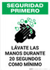Safety First: Wash Your Hands For At Least 20 Seconds Spanish with Icon Portrait - Wall Sign Safety First: Wash Your Hands For At Least 20 Seconds Spanish with Icon Portrait - Wall Sign