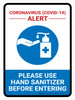 Coronavirus Alert - Please Use Hand Sanitizer Portrait - Wall Sign