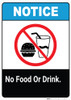 Notice: No Food Drink - Wall Sign Notice: No Food Drink - Wall Sign