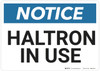Notice: Halotron In Use - Wall Sign
