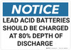Notice: Lead Acid Batteries Depth Of Discharge - Wall Sign Notice: Lead Acid Batteries Depth Of Discharge - Wall Sign