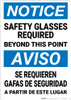 Notice: Safety Glasses Required Bilingual Spanish - Wall Sign