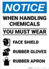 Notice: Chemical Handling Wear PPE - Wall Sign Notice: Chemical Handling Wear PPE - Wall Sign