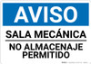 Notice: Spanish Mechanical Room No Storage - Wall Sign Notice: Spanish Mechanical Room No Storage - Wall Sign