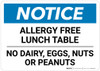 Notice: Allergy Free Lunch Table No Dairy Eggs - Wall Sign Notice: Allergy Free Lunch Table No Dairy Eggs - Wall Sign