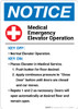 Notice: Medical Emergency Elevator Operation With Health Icon - Wall Sign Notice: Medical Emergency Elevator Operation With Health Icon - Wall Sign