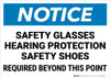 Notice: Safety Glasses Hearing Protection Shoes Required Beyond This Point Landscape - Wall Sign Notice: Safety Glasses Hearing Protection Shoes Required Beyond This Point Landscape - Wall Sign