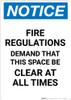 Notice: Emergency Fire Space Clear - Portrait Wall Sign Notice: Emergency Fire Space Clear - Portrait Wall Sign