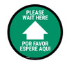 Please Wait here - Green - Bilingual - Floor Sign