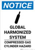 Notice: Global Harmonized System Compressed Gas Cylinder Hazard - Portrait Wall Sign