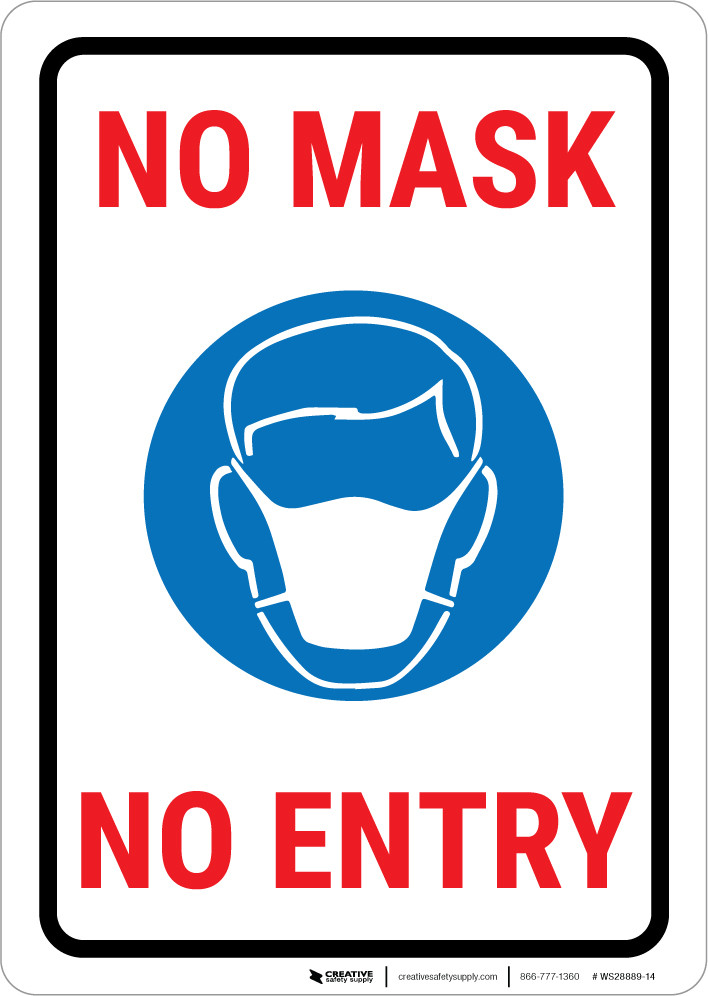 No Mask - No Entry Landscape - Wall Sign | 5S Today