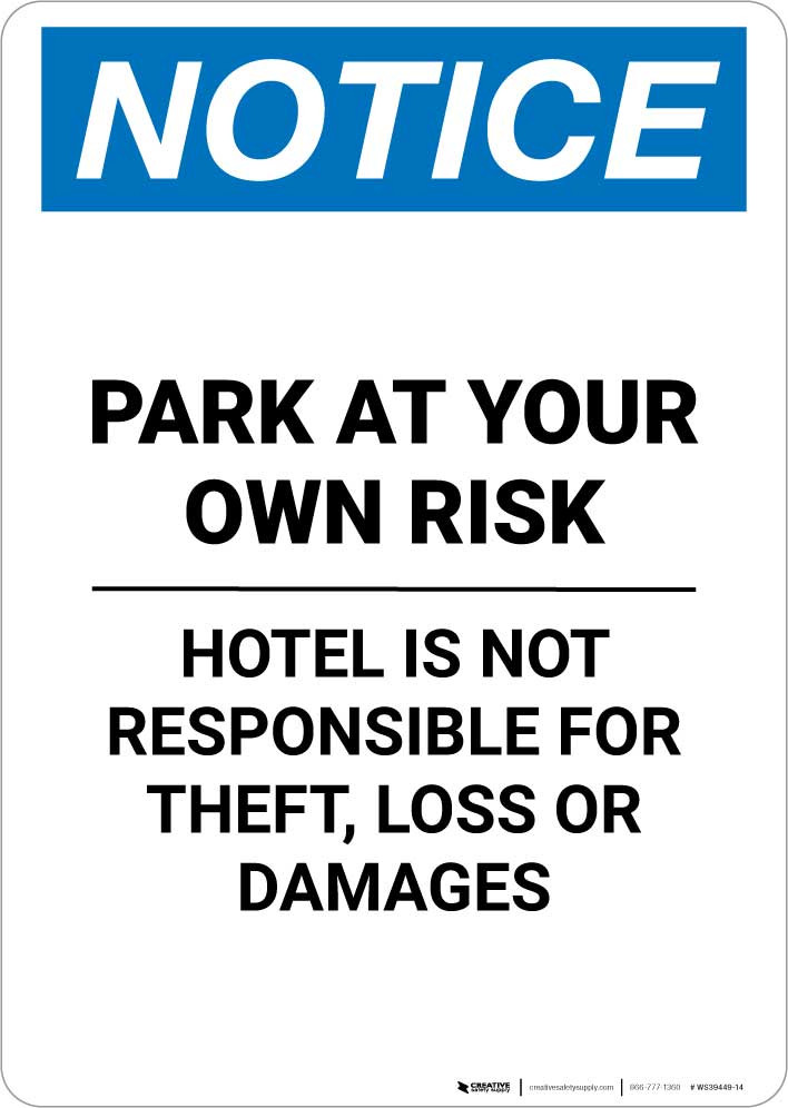 Parken Auf Eigene Gefahr Schild, 30,5x45,7 Cm – Aluminium, Wetterfest, Leicht Montierbar