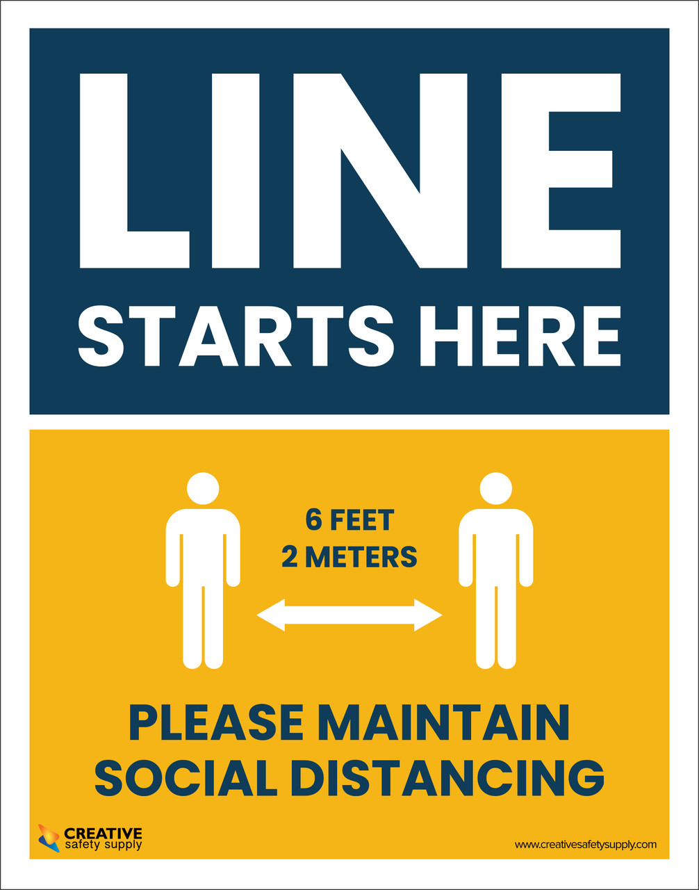 Starts Here – Please Maintain Social Distancing Feet 2 Meters) - Poster