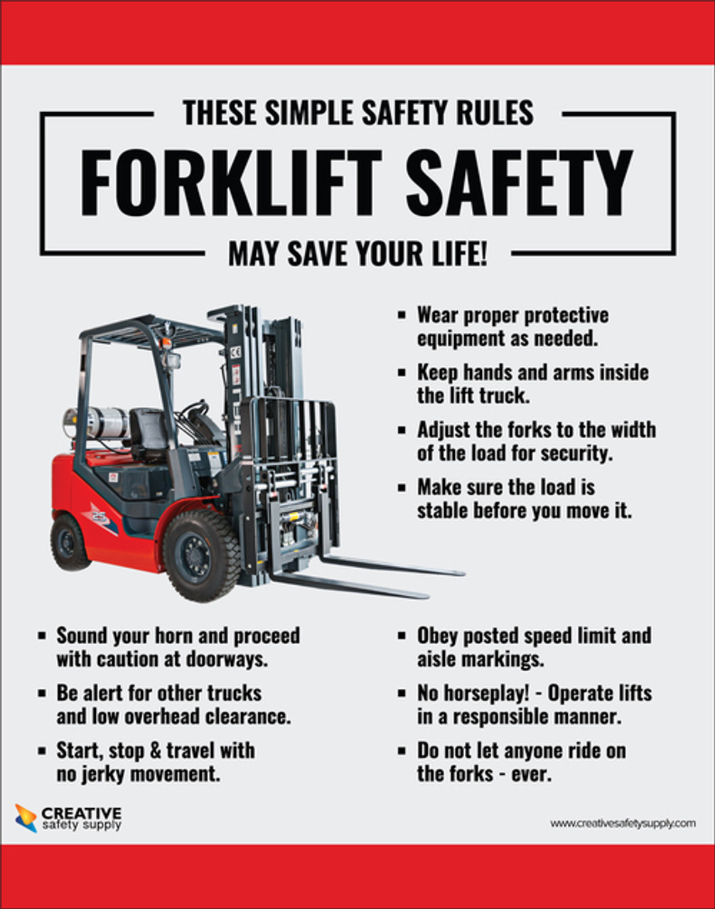 English Forklift Safety Rules Poster - Forklift Safety 11x17