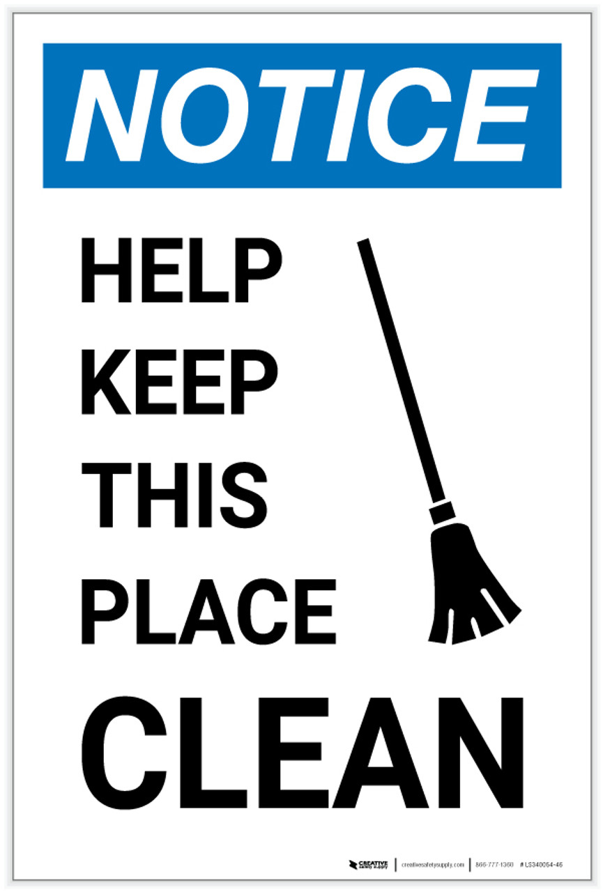 Notice: Help Keep This Place Clean with Icon Portrait - Label