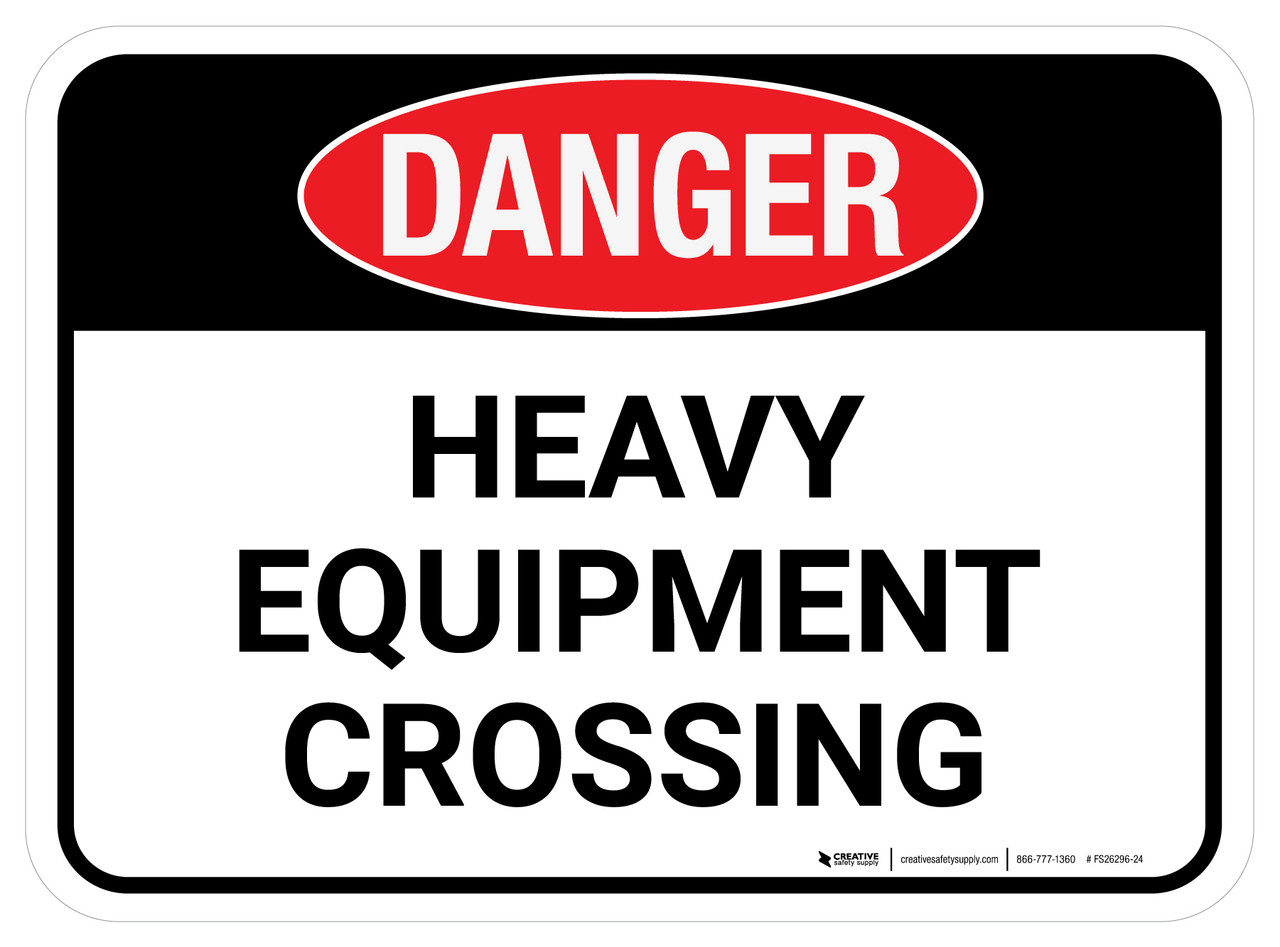 ロッキング　看板 Danger: Heavy Equipment Crossing Rectangular - Floor Sign