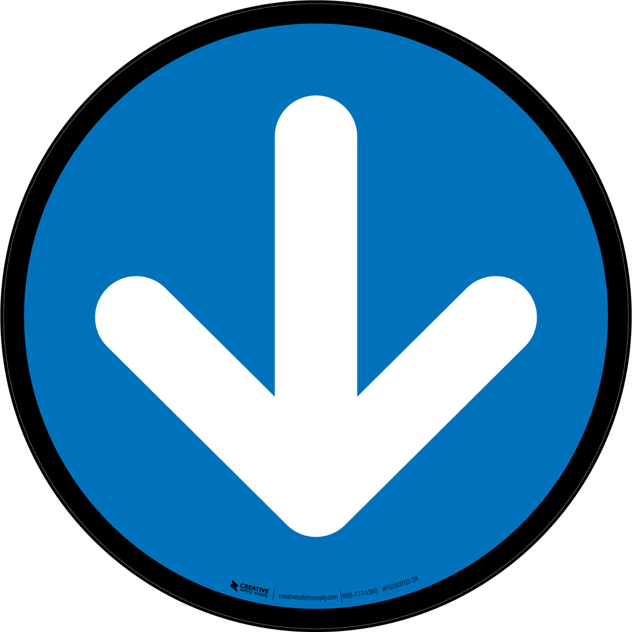 Down Arrow Blue Circular - Floor Sign | 5S Today